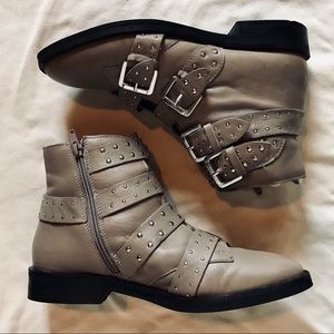 Topshop “nude” biker booties